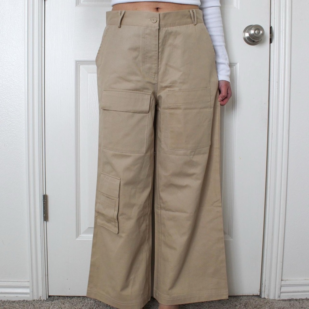Princess Polly Beige Wide-Leg Cargo Pants